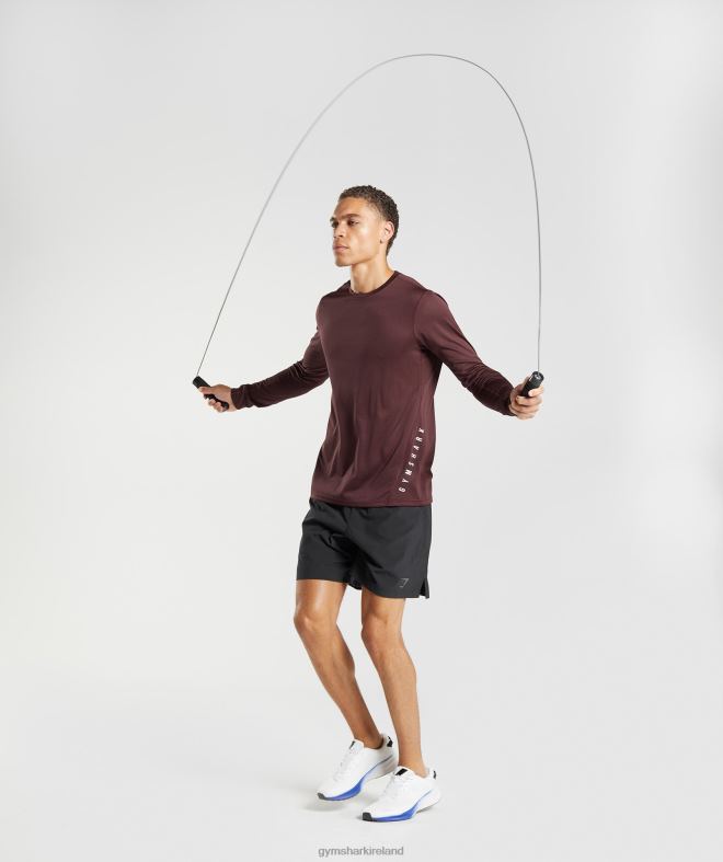 Men Sport Long Sleeve T-Shirt 8004D681 Gymshark Baked Maroon/Black Marl