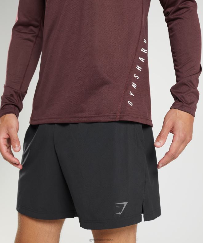 Men Sport Long Sleeve T-Shirt 8004D681 Gymshark Baked Maroon/Black Marl