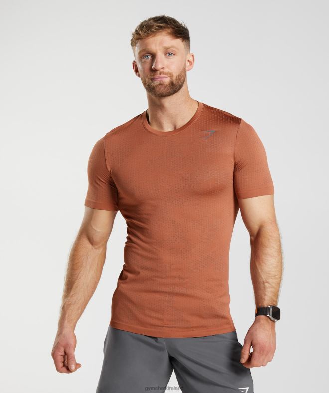 Men Sport Seamless T-Shirt 8004D721 Gymshark Persimmon Red/Warm Brown