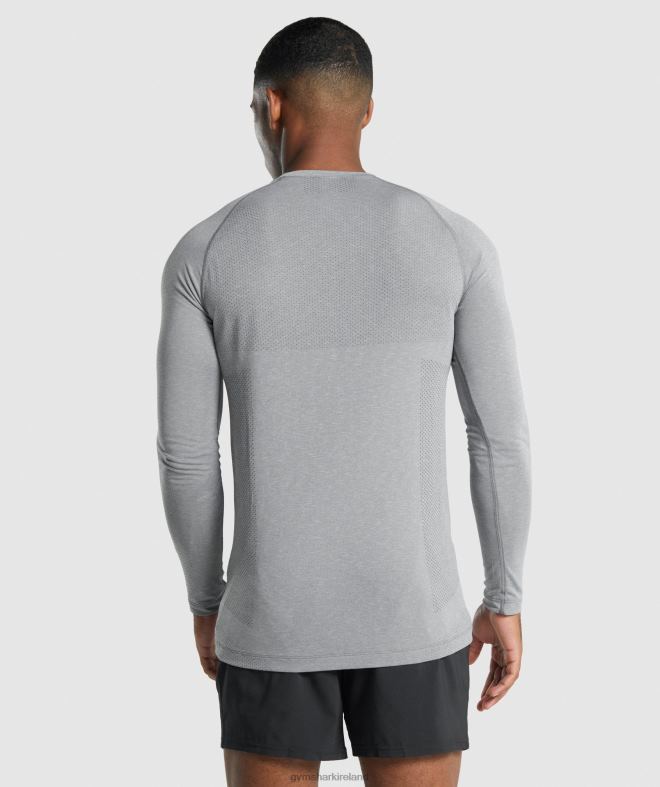 Men Vital Light Seamless Long Sleeve T-Shirt 8004D712 Gymshark Charcoal Marl