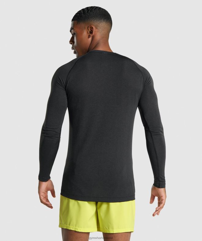 Men Vital Light Seamless Long Sleeve T-Shirt 8004D746 Gymshark Black Marl