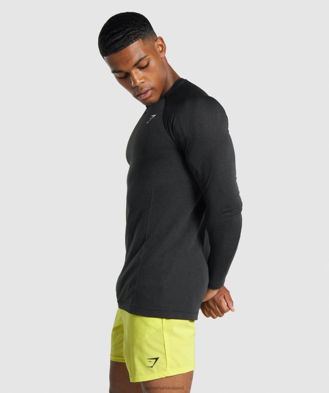 Men Vital Light Seamless Long Sleeve T-Shirt 8004D746 Gymshark Black Marl