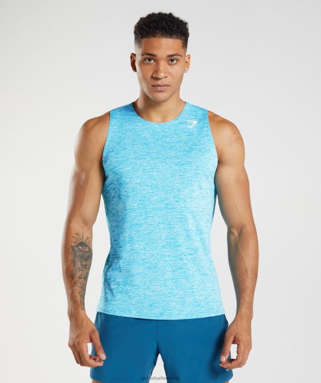 Men Arrival Slim Marl Tank 8004D940 Gymshark Shark Blue/White Marl