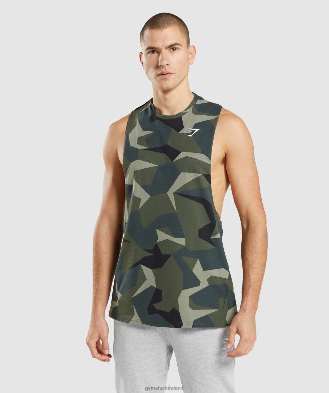 Men Critical Drop Arm Tank 8004D930 Gymshark Green Print