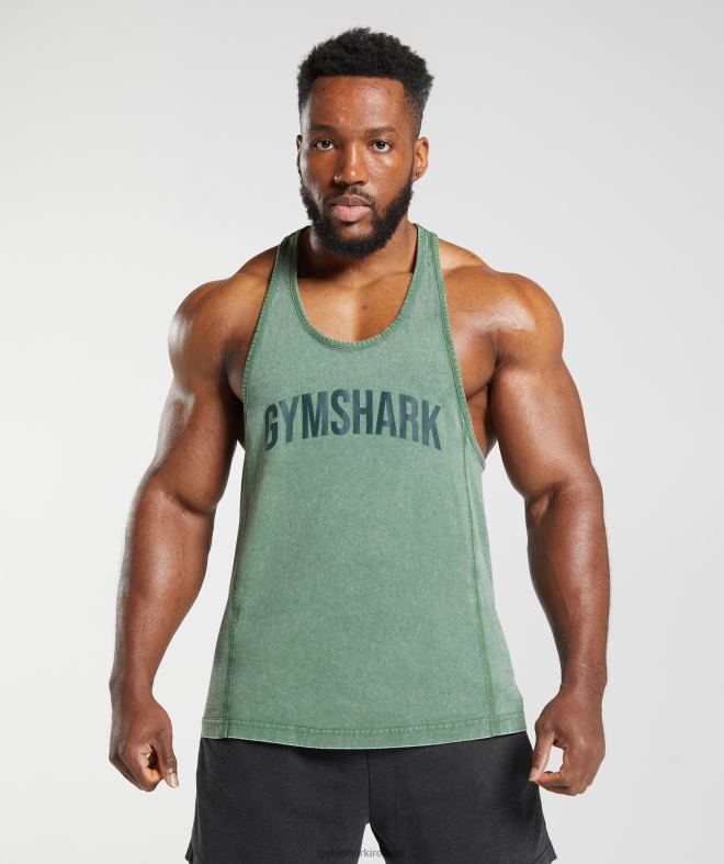 Men Power Washed Stringer 8004D1001 Gymshark Iguana Green