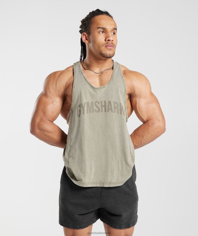 Men Power Washed Stringer 8004D976 Gymshark Ecru Brown