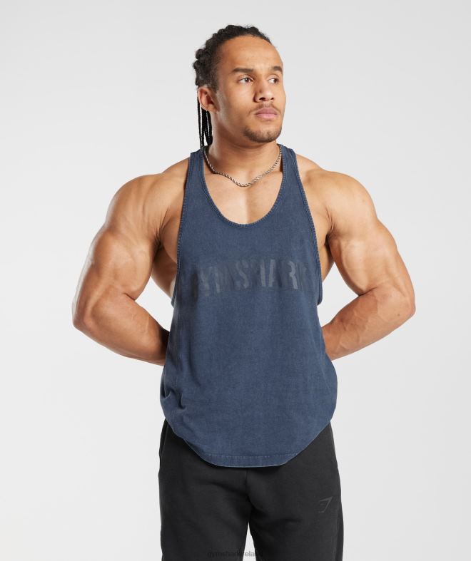 Men Power Washed Stringer 8004D983 Gymshark Evening Blue