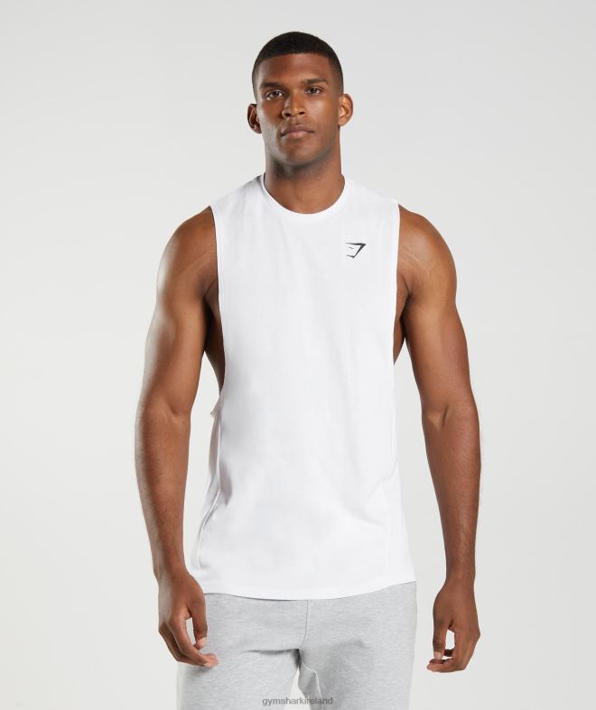 Men React Drop Arm Tank 8004D883 Gymshark White
