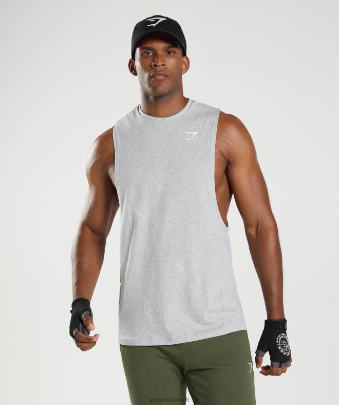 Men React Drop Arm Tank 8004D888 Gymshark Light Grey Core Marl