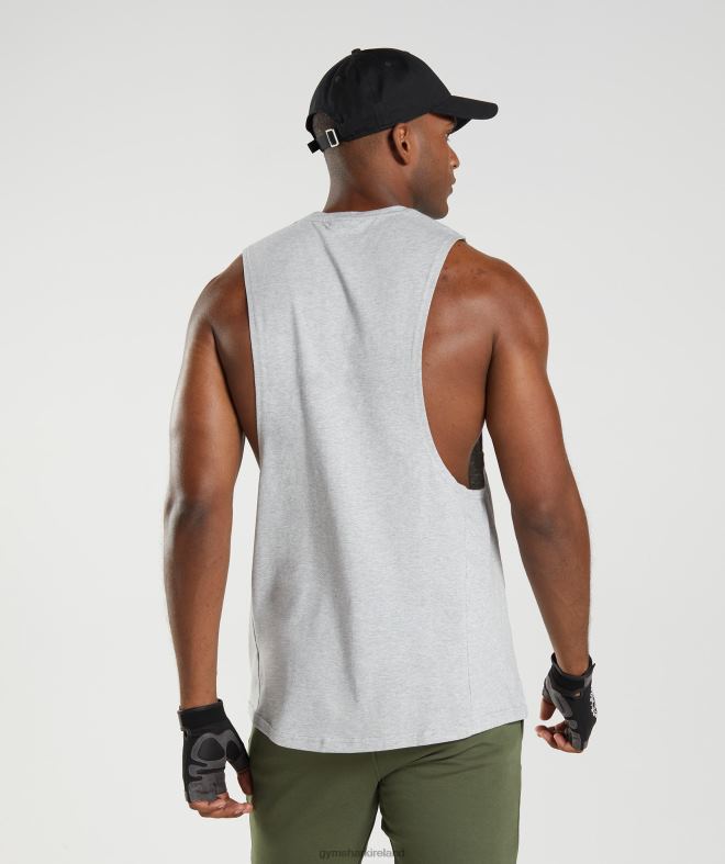 Men React Drop Arm Tank 8004D888 Gymshark Light Grey Core Marl