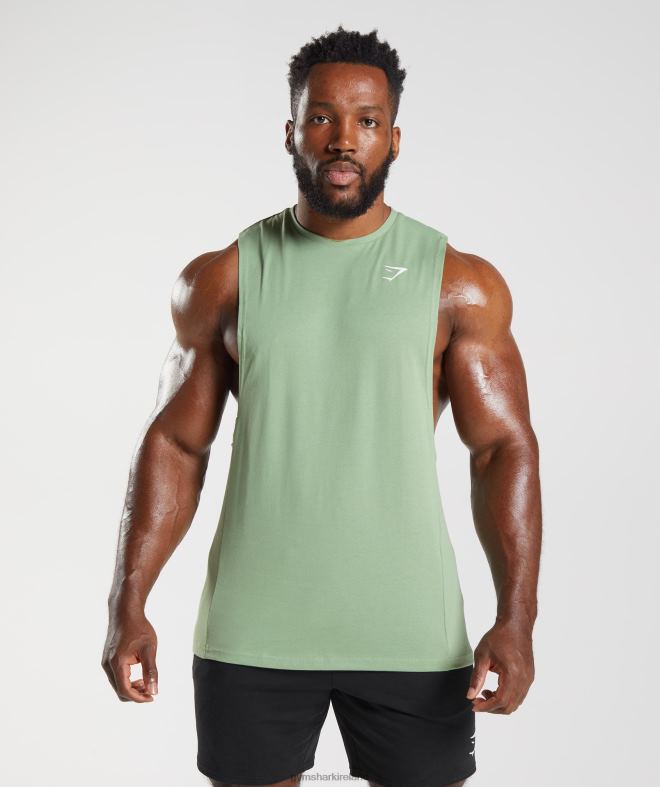 Men React Drop Arm Tank 8004D970 Gymshark Tea Green