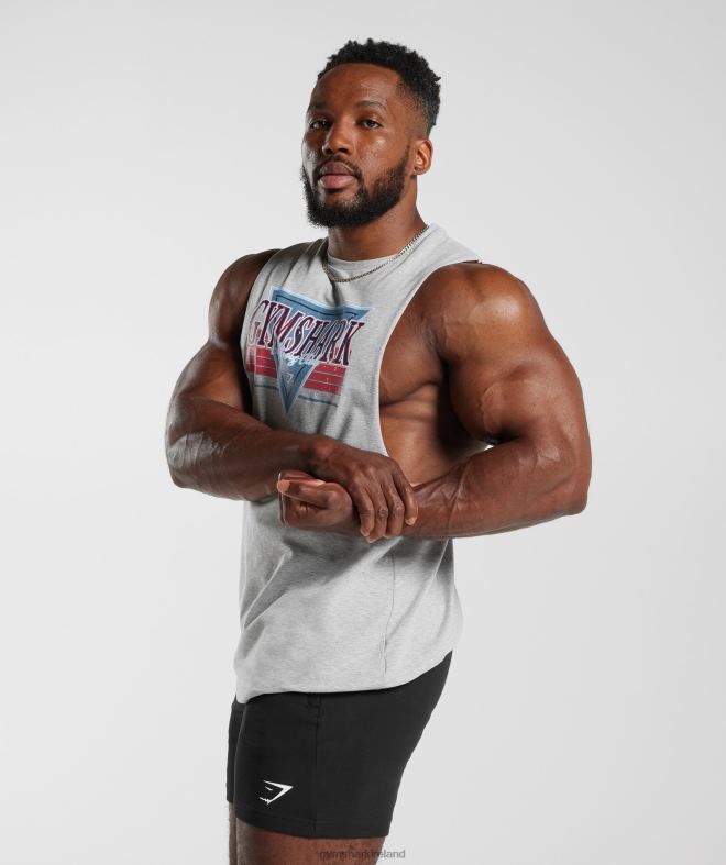 Men Retrowave Drop Arm Tank 8004D886 Gymshark Light Grey Core Marl