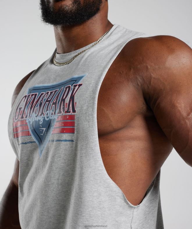 Men Retrowave Drop Arm Tank 8004D886 Gymshark Light Grey Core Marl
