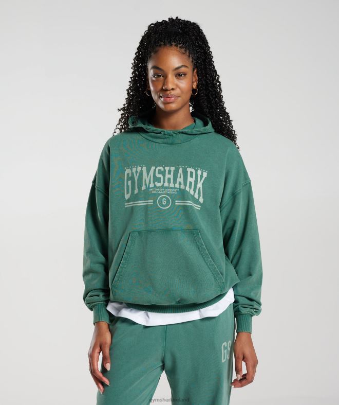 Women Collegiate Oversized Hoodie 8004D392 Gymshark Ink Teal