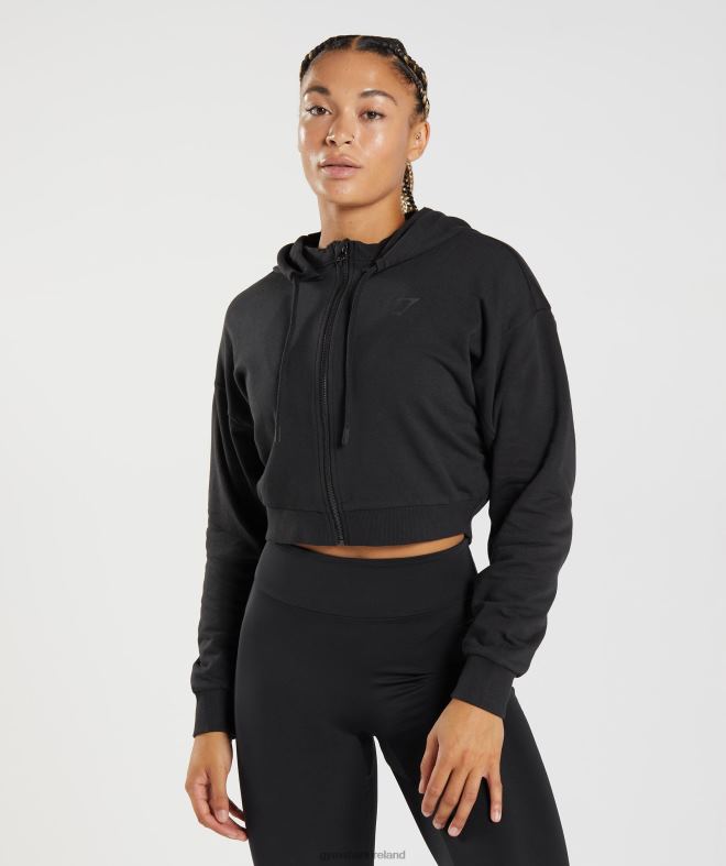 Women GS Power Cropped Zip Hoodie 8004D354 Gymshark Black