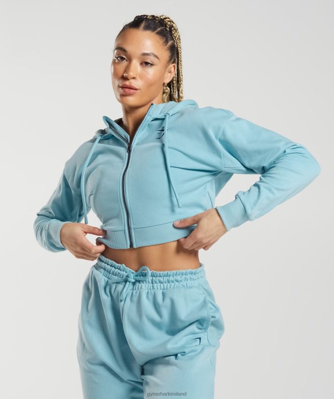 Women GS Power Cropped Zip Hoodie 8004D389 Gymshark Iceberg Blue