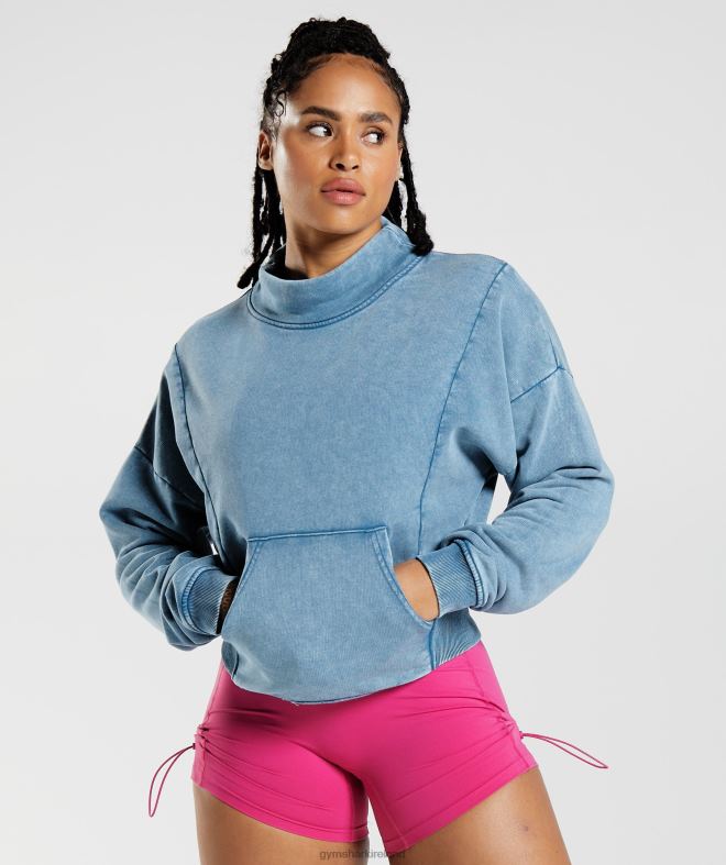 Women Legacy Washed Sweatshirt 8004D404 Gymshark Lakeside Blue