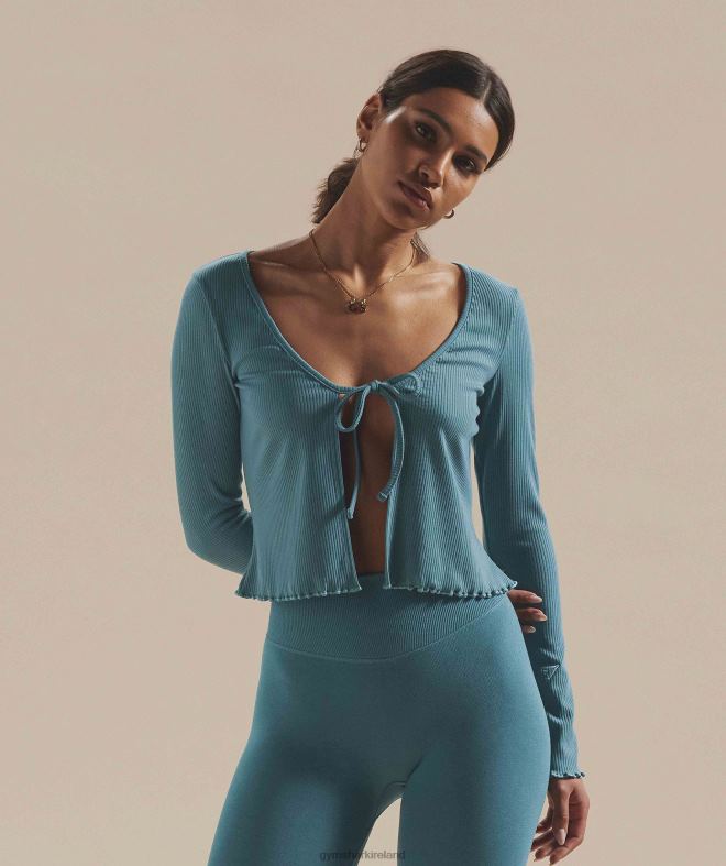 Women Pause Cardigan 8004D373 Gymshark Charred Blue