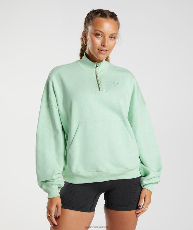 Women Rest Day Sweats 1/2 Zip Pullover 8004D379 Gymshark Refreshing Green Marl