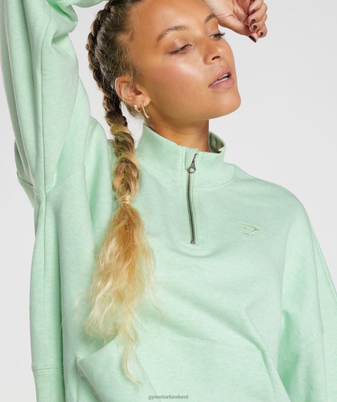 Women Rest Day Sweats 1/2 Zip Pullover 8004D379 Gymshark Refreshing Green Marl