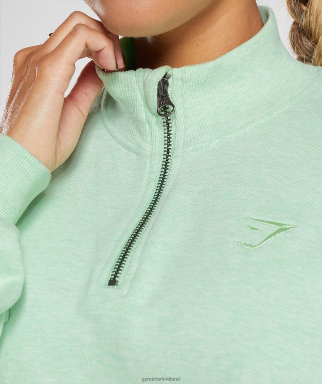 Women Rest Day Sweats 1/2 Zip Pullover 8004D379 Gymshark Refreshing Green Marl