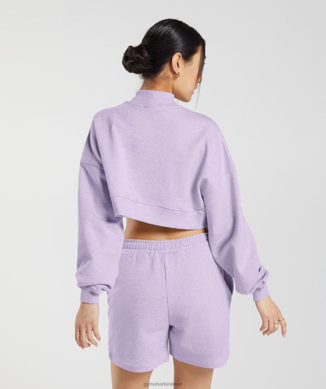 Women Rest Day Sweats Cropped Pullover 8004D368 Gymshark Aura Lilac Marl