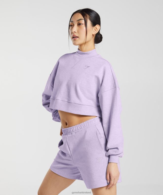 Women Rest Day Sweats Cropped Pullover 8004D368 Gymshark Aura Lilac Marl