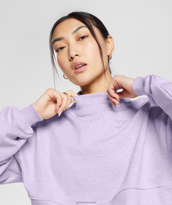 Women Rest Day Sweats Cropped Pullover 8004D368 Gymshark Aura Lilac Marl