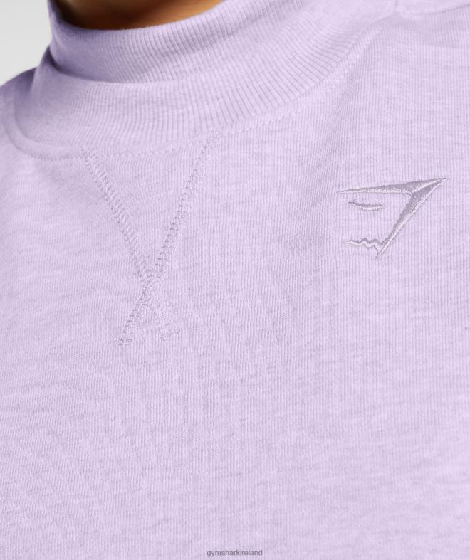 Women Rest Day Sweats Cropped Pullover 8004D368 Gymshark Aura Lilac Marl