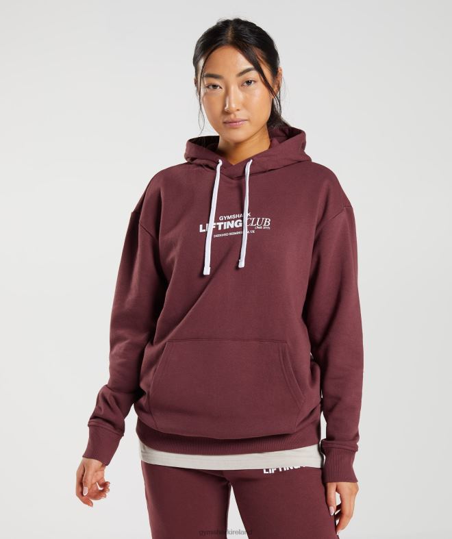 Women Social Club Oversized Hoodie 8004D398 Gymshark Cherry Brown