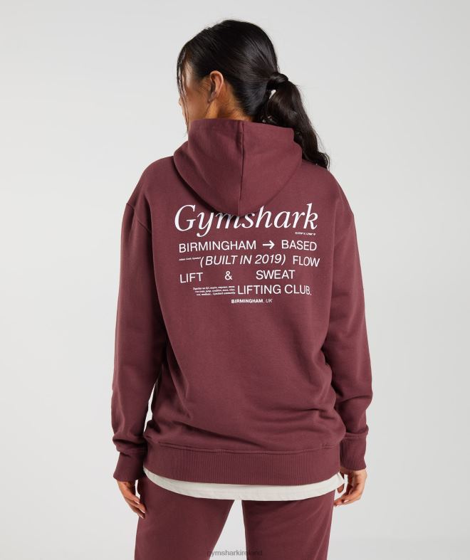 Women Social Club Oversized Hoodie 8004D398 Gymshark Cherry Brown