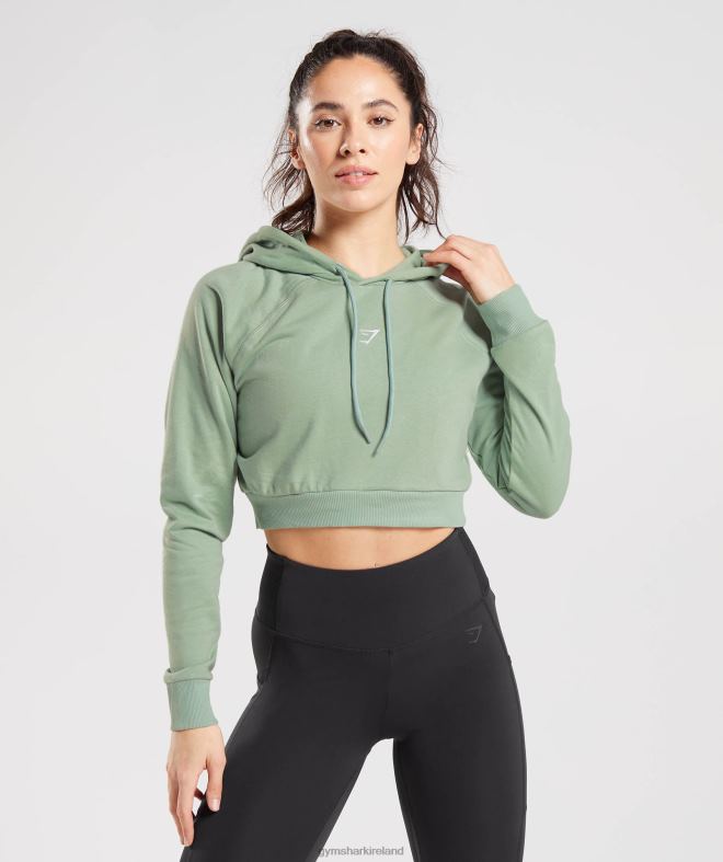 Women Training Cropped Hoodie 8004D357 Gymshark Desert Sage Green