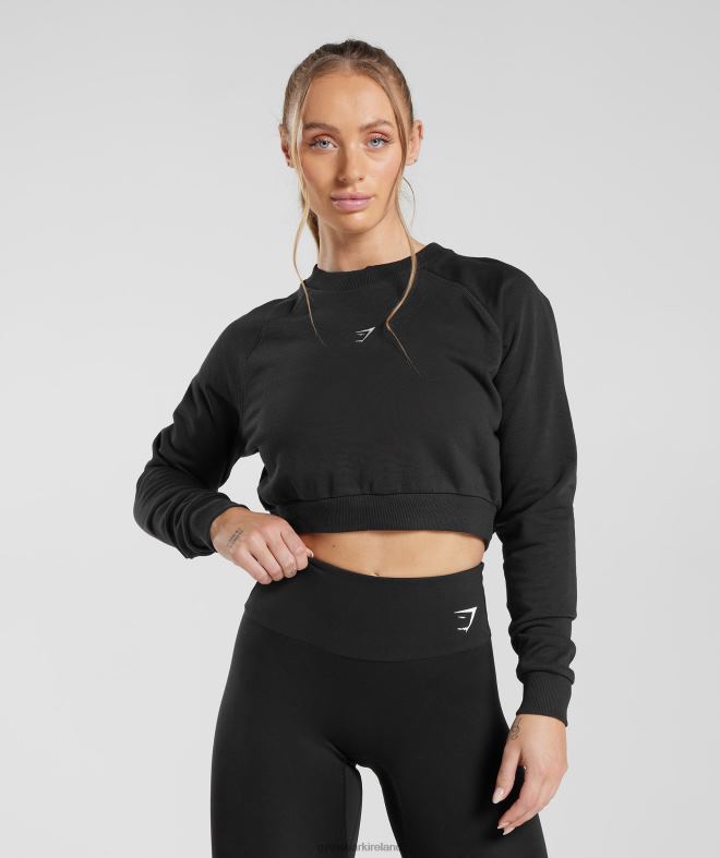 Women Training Cropped Sweater 8004D351 Gymshark Black