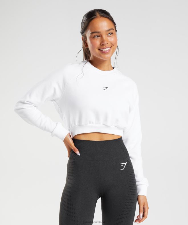 Women Training Cropped Sweater 8004D405 Gymshark White