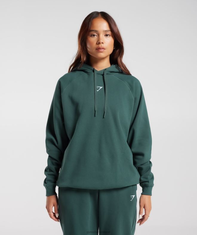Women Training Oversized Fleece Hoodie 8004D346 Gymshark Fog Green