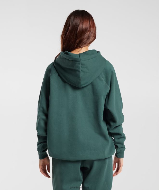Women Training Oversized Fleece Hoodie 8004D346 Gymshark Fog Green