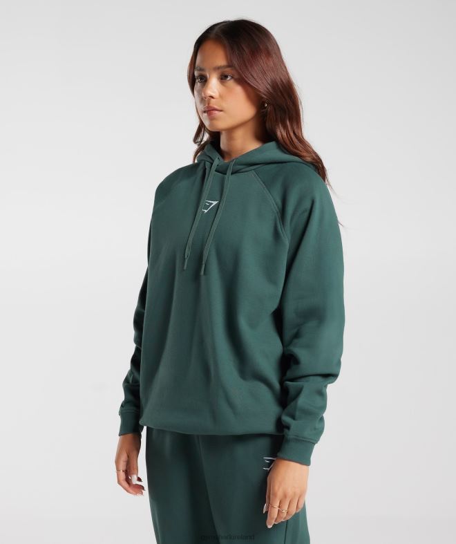 Women Training Oversized Fleece Hoodie 8004D346 Gymshark Fog Green