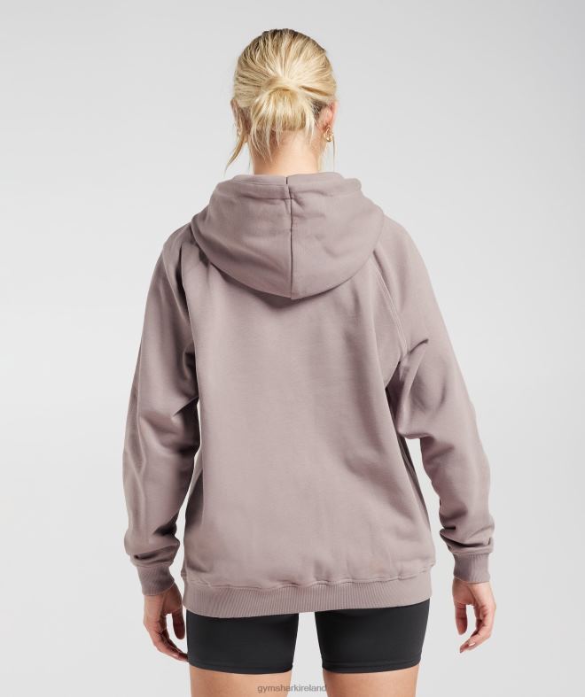 Women Training Oversized Fleece Hoodie 8004D363 Gymshark Washed Mauve