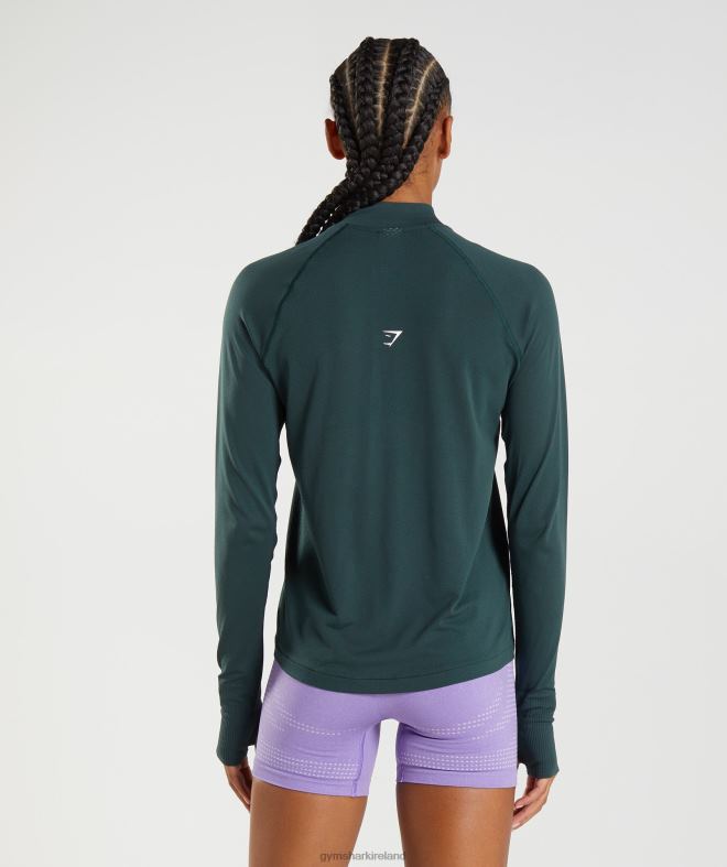 Women Vital Seamless 1/2 Zip 8004D401 Gymshark Woodland Green Marl