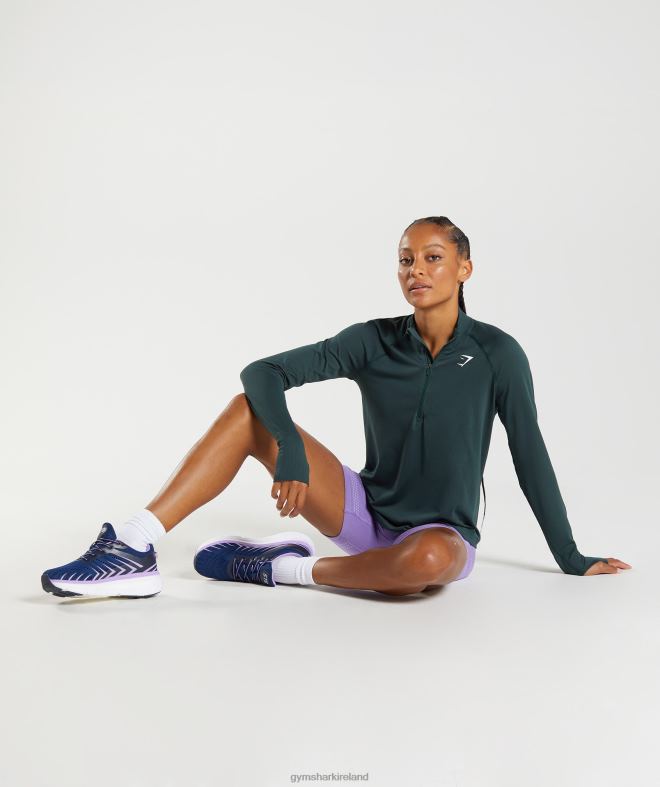 Women Vital Seamless 1/2 Zip 8004D401 Gymshark Woodland Green Marl