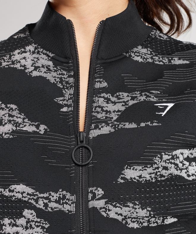 Women Adapt Camo Seamless Track Jacket 8004D383 Gymshark Black/Light Grey
