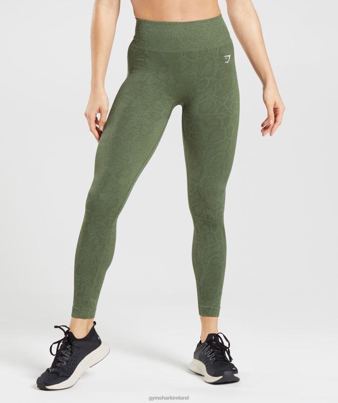 Women Adapt Animal Seamless Leggings 8004D271 Gymshark Willow Green/Core Olive