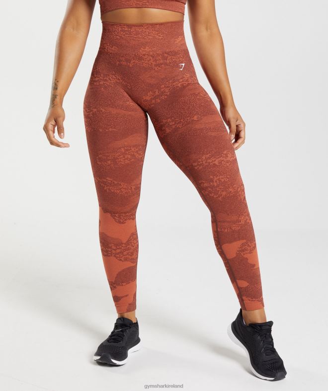 Women Adapt Camo Seamless Leggings 8004D305 Gymshark Storm Red/Cherry Brown