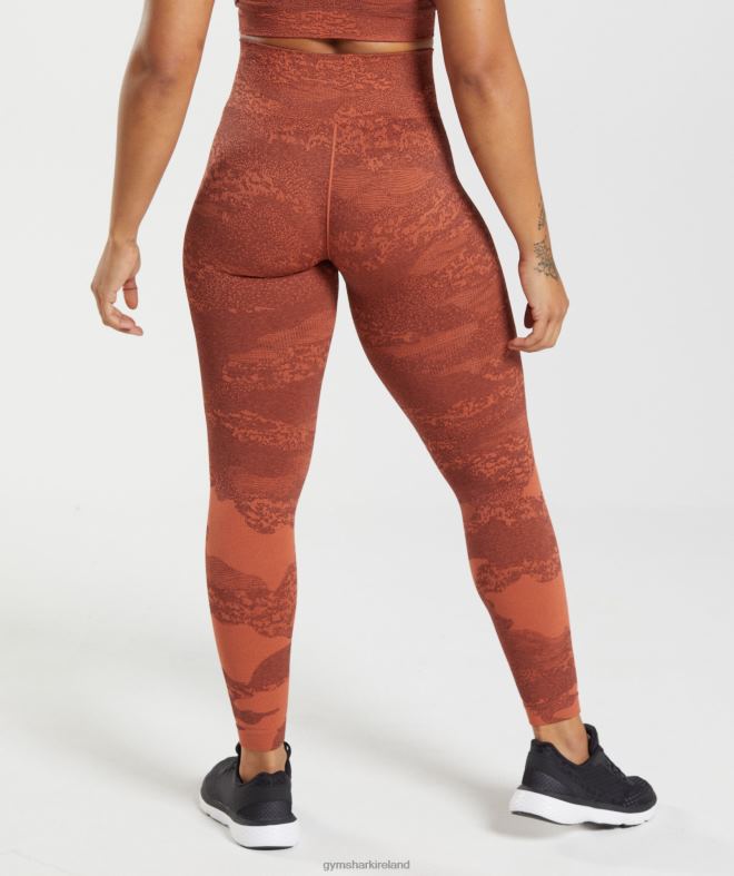 Women Adapt Camo Seamless Leggings 8004D305 Gymshark Storm Red/Cherry Brown