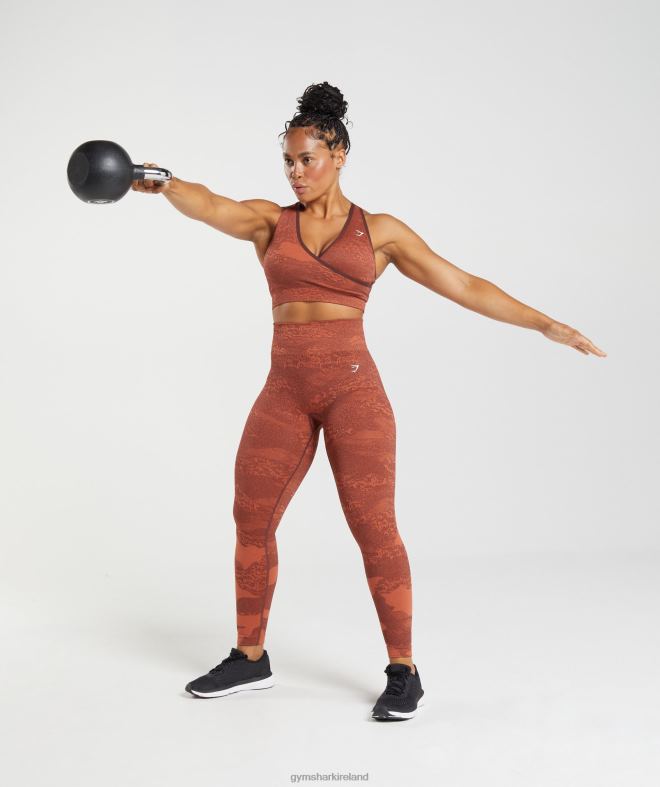 Women Adapt Camo Seamless Leggings 8004D305 Gymshark Storm Red/Cherry Brown