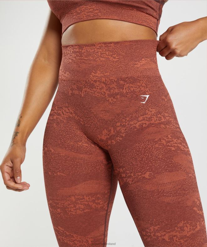 Women Adapt Camo Seamless Leggings 8004D305 Gymshark Storm Red/Cherry Brown