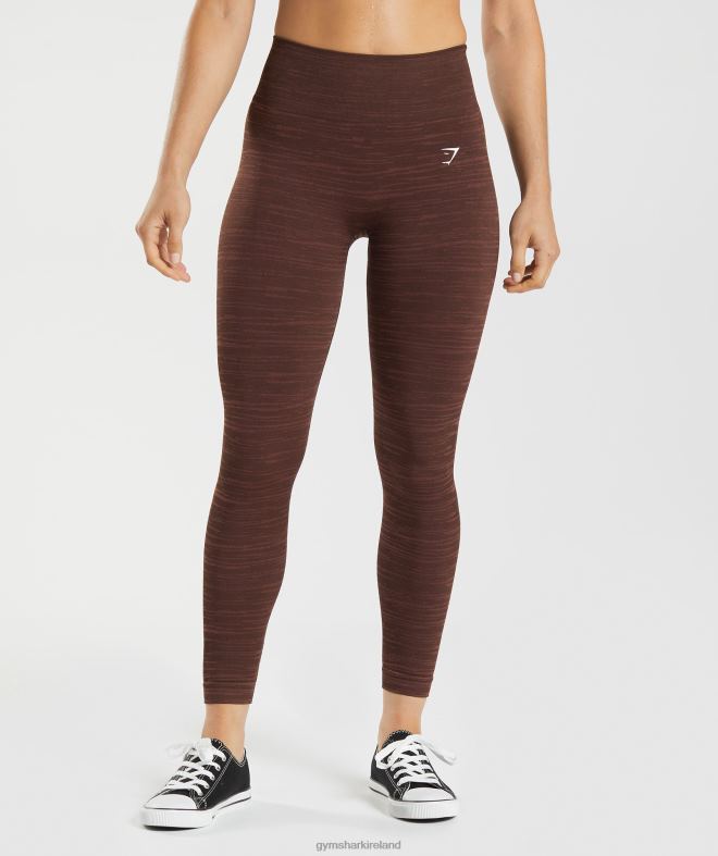 Women Adapt Marl Seamless Leggings 8004D294 Gymshark Archive Brown/Cherry Brown