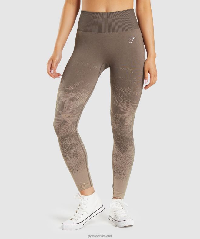 Women Adapt Ombre Seamless Leggings 8004D318 Gymshark Triangle |Penny Brown Print