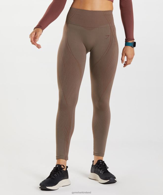 Women Apex Seamless Leggings 8004D314 Gymshark Truffle Brown/Cherry Brown