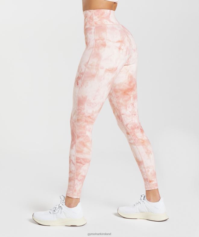 Women Elevate Spray Dye Leggings 8004D266 Gymshark White/Misty Pink/Scandi Pink